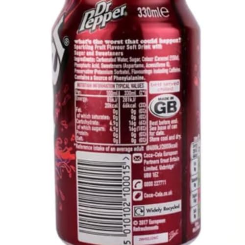 Dr Pepper Sparkling Fruit Flavour Soft Drink(Can)
