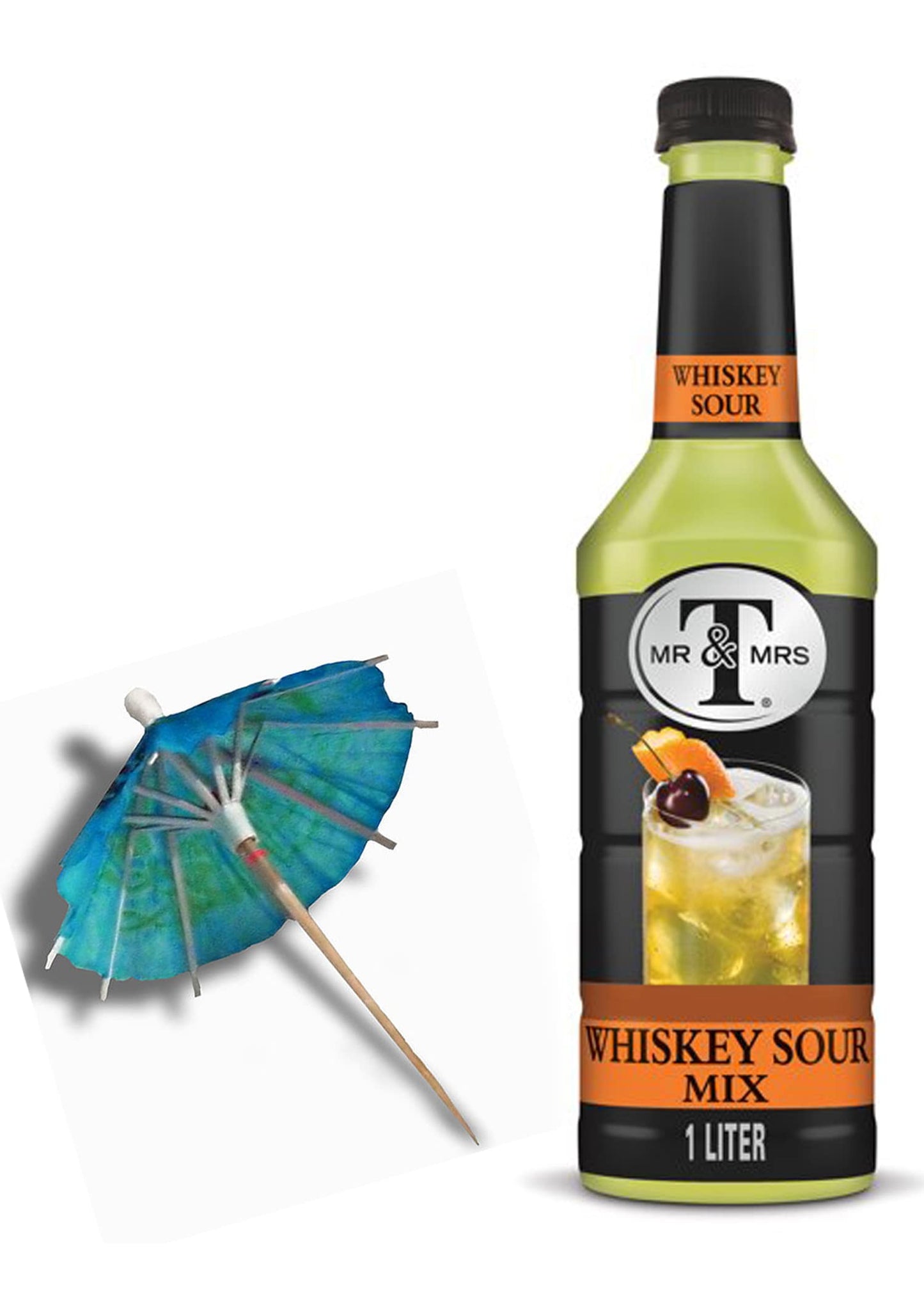 Food Library The Magic of Nature Combo of Mr & Mrs Whisky Sour Mix, 1L with Free Cocktail/Mocktail Umbrella, 10 pcs