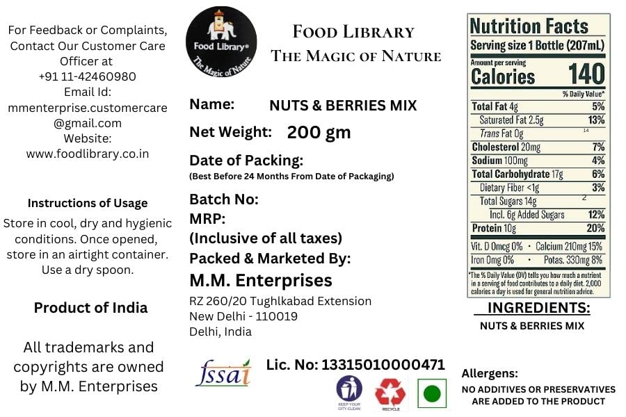 Food Library The Magic of Nature Healthy Nuts & Berries Mix, 200g