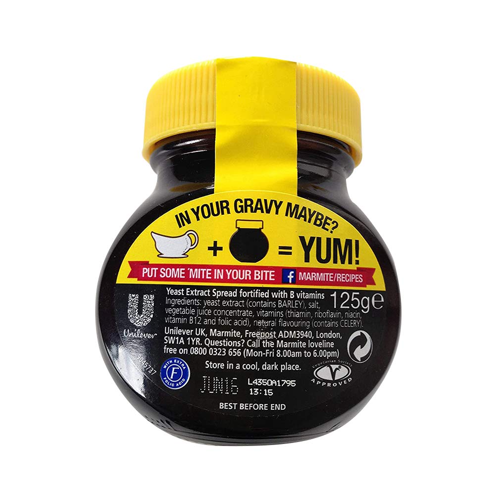Marmite Yeast Extract, 4.4 oz / 125 g,Yellow,125 g (Pack of 1),254655