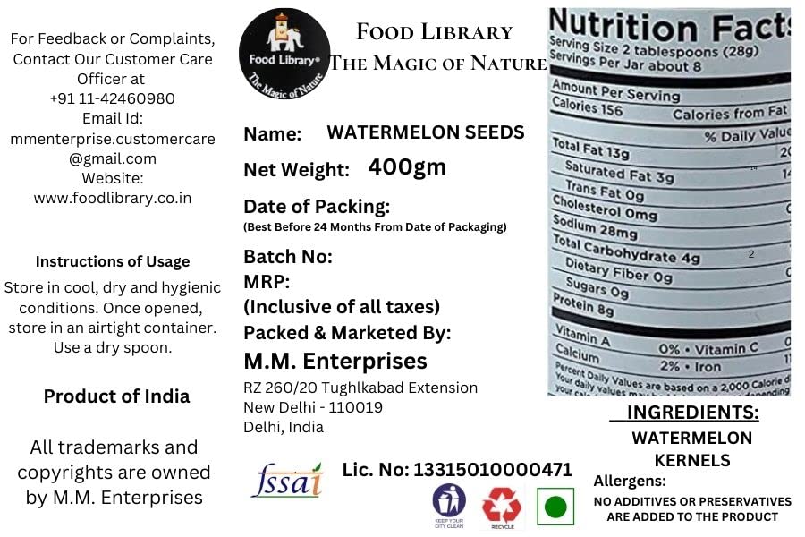 Food Library Watermelon Seeds (400g)
