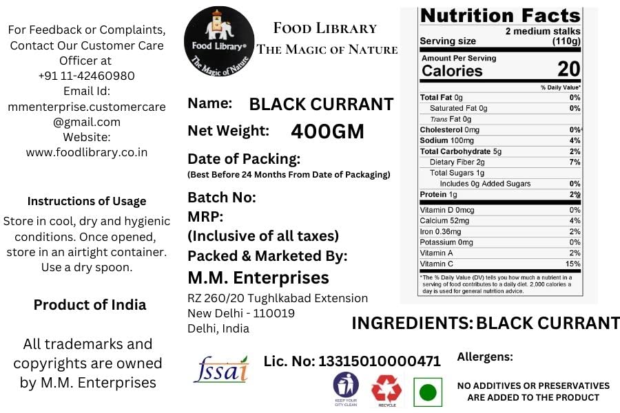 Food Library The Magic of Nature Dried Black Currant (400g)