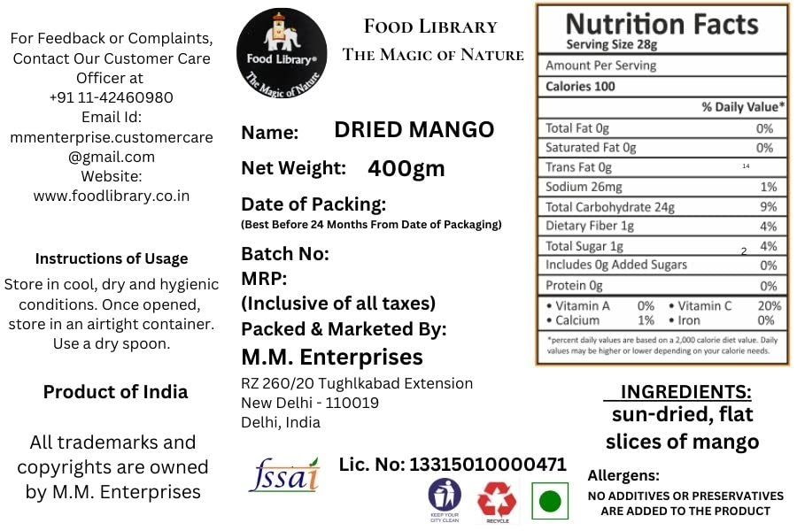 Food Library The Magic of Nature Dried Mango (400g)