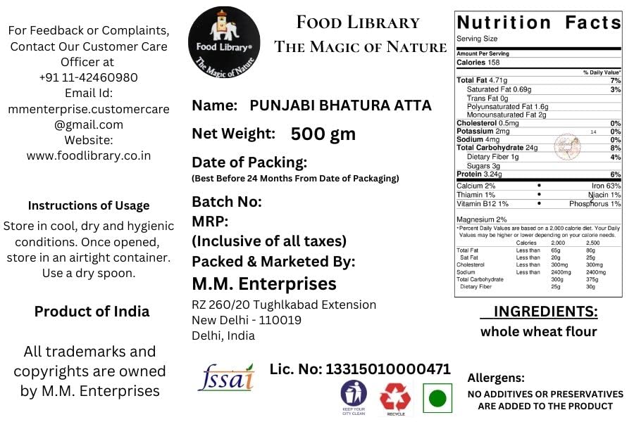 Food Library The Magic of Nature Punjabi Bhatura Atta (Flour), 400 grams