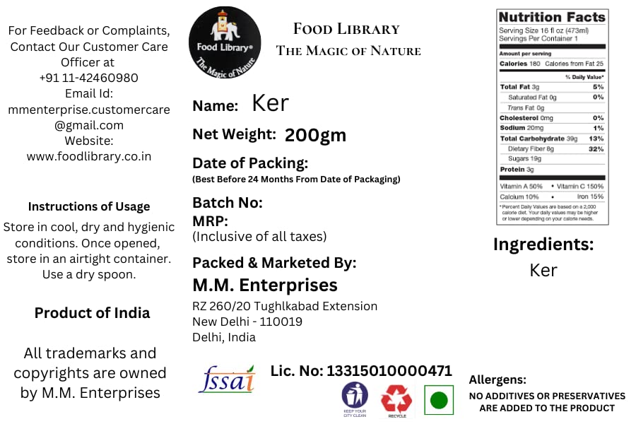 Food Library The Magic of Nature Dried Capparis Decidua/ Capers/ Kair/ Ker/ Keir, 200g