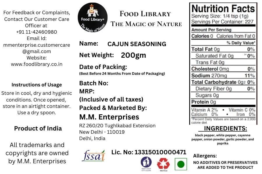 FOOD LIBRARY THE MAGIC OF NATURE Cajun Seasoning(200G)