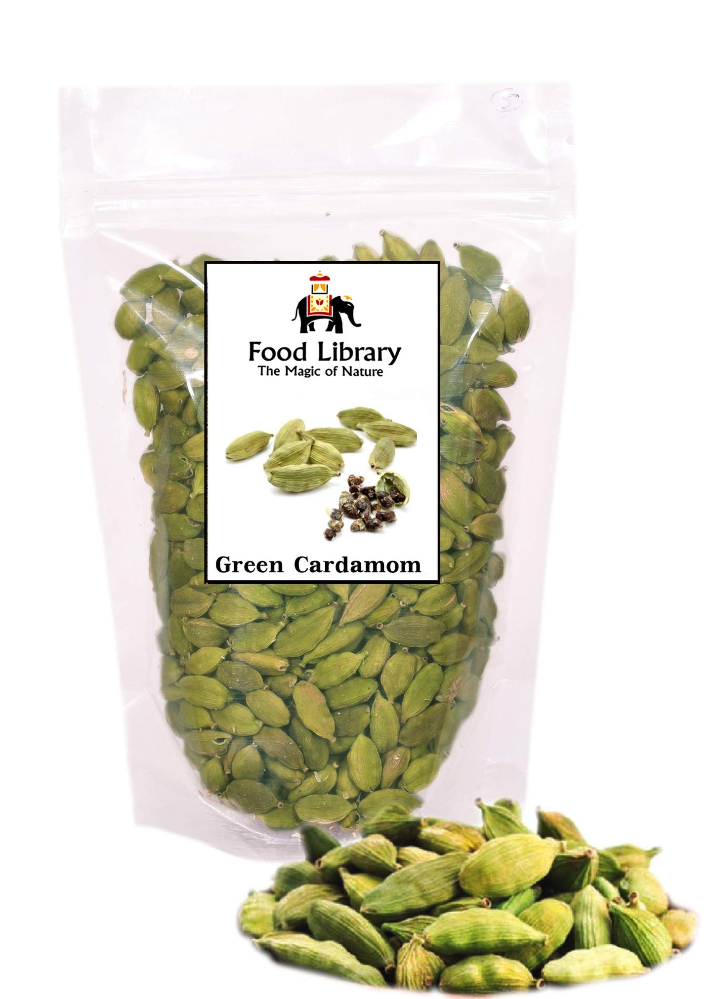 Food Library The Magic of Nature Whole Green Cardamom ( Kerala Elaichi ), 200 Grams