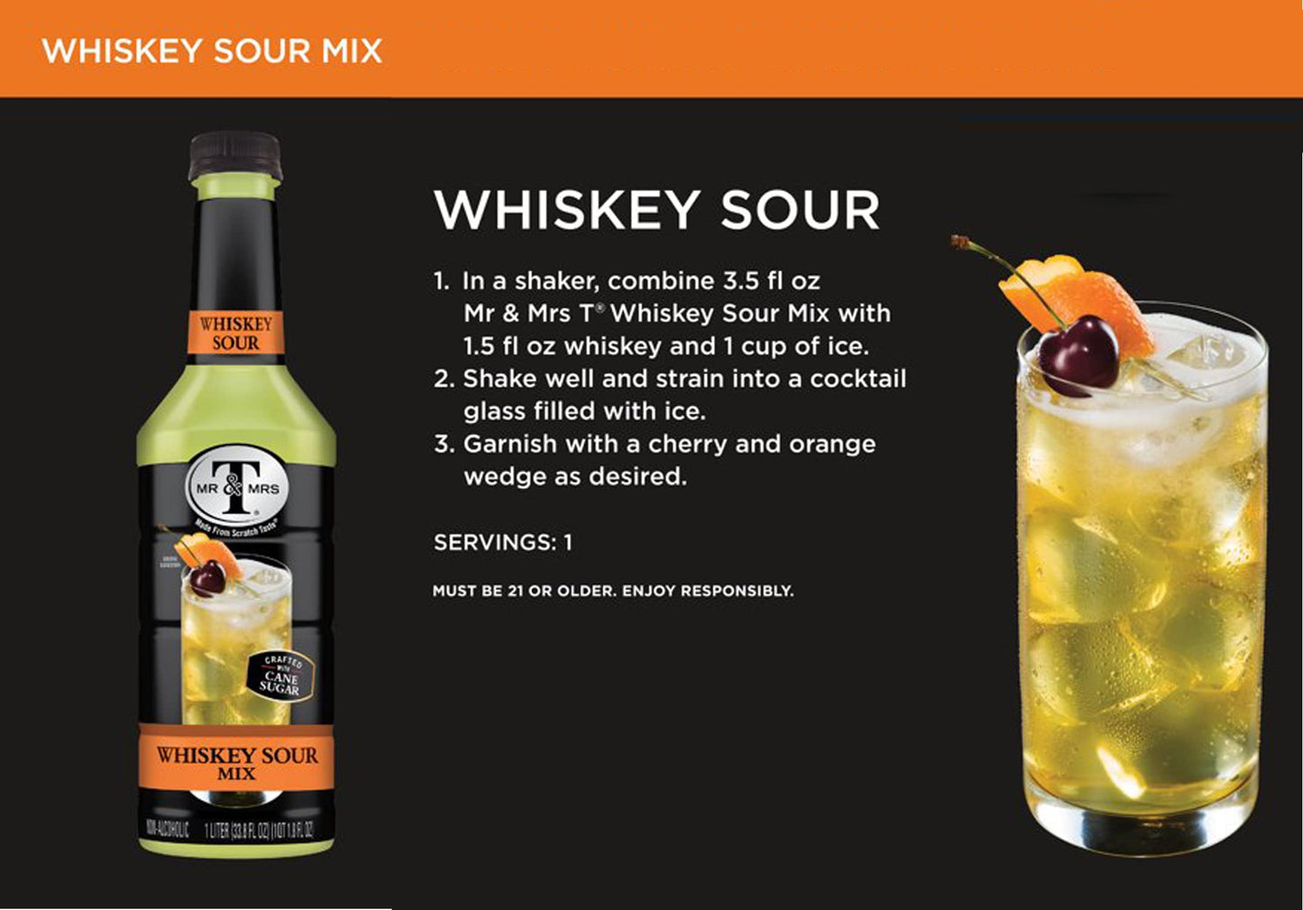 Food Library The Magic of Nature Combo of Mr & Mrs Whisky Sour Mix, 1L with Free Cocktail/Mocktail Umbrella, 10 pcs