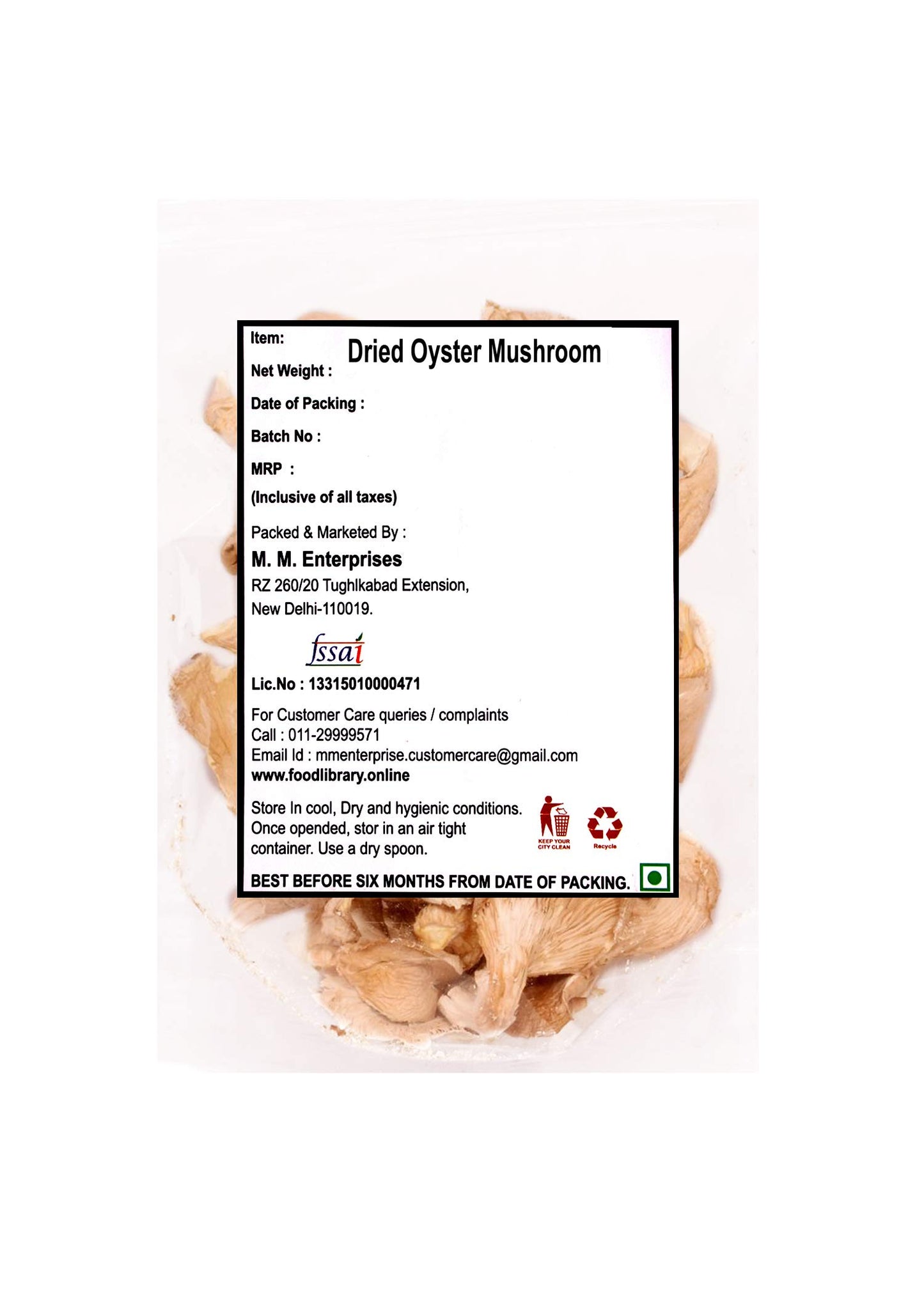 Food Library Dried Oyster Mushrooms, 200g