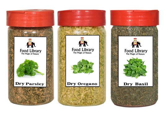 Food Library The Magic of Nature Combo of Oregano, Parsley & Basil Herbs Sprinkler, 120g