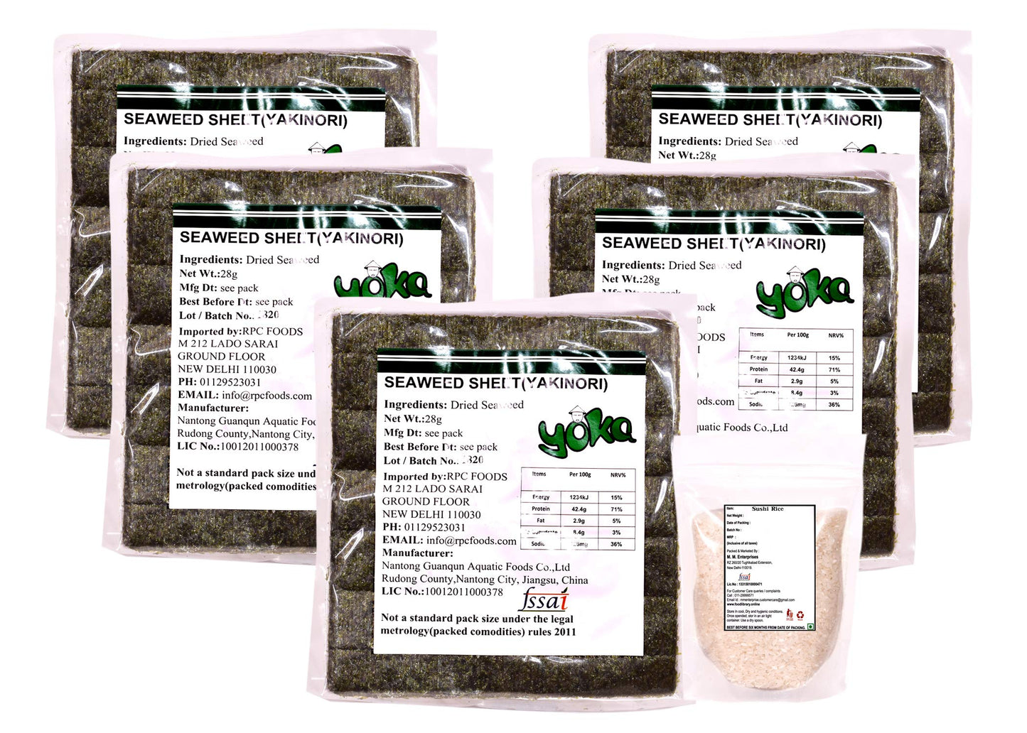 FOOD LIBRARY THE MAGIC OF NATURE Combo Of Food Library Sushi Rice, 200 G + Yoka Sushi Nori Roasted Seaweed Sheets, 50 Sheets,300 Grams