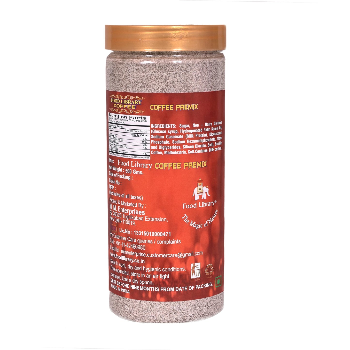 Food Library The Magic Of Nature Coffee Premix Powder | Cold & Hot Coffee Mix | Coffee Concentrate | Vietnamese Coffee Premix, 500gm
