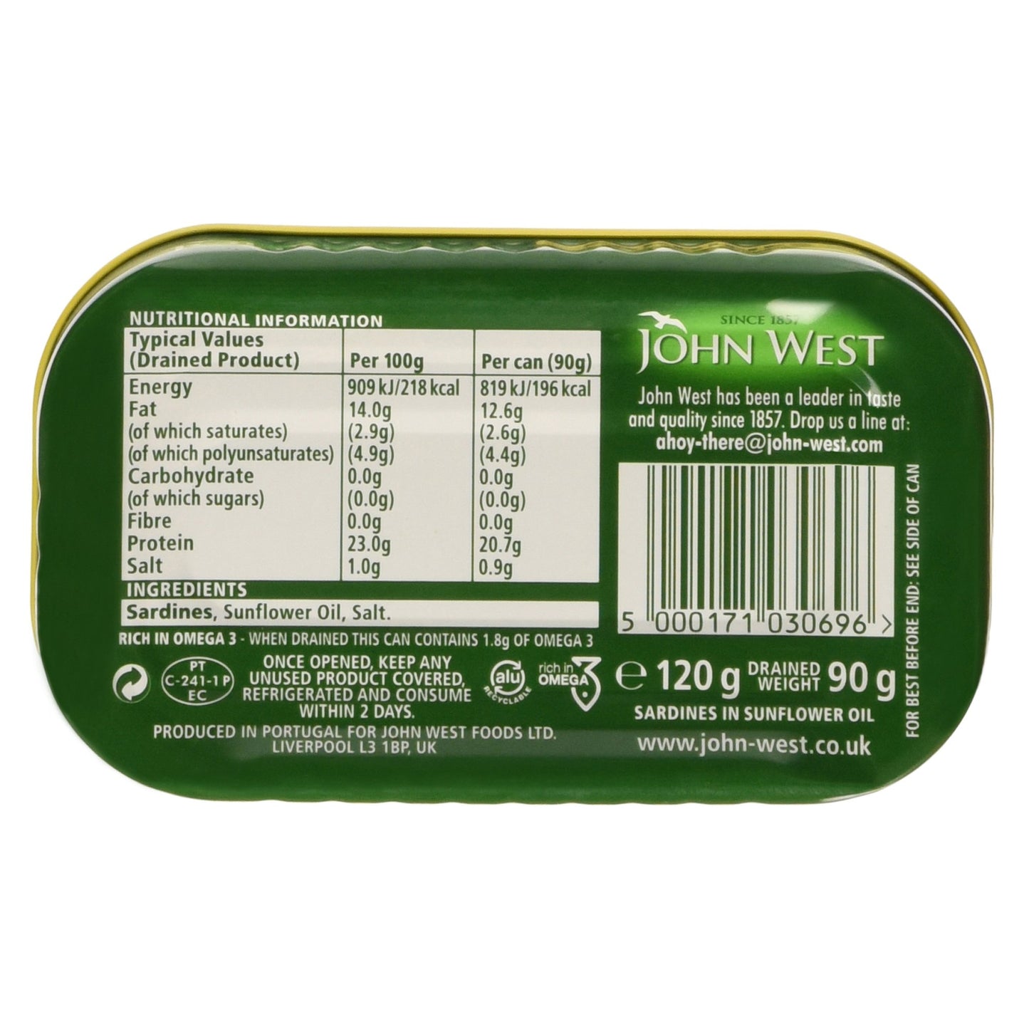 John West Sardines in Sunflower Oil, 120g