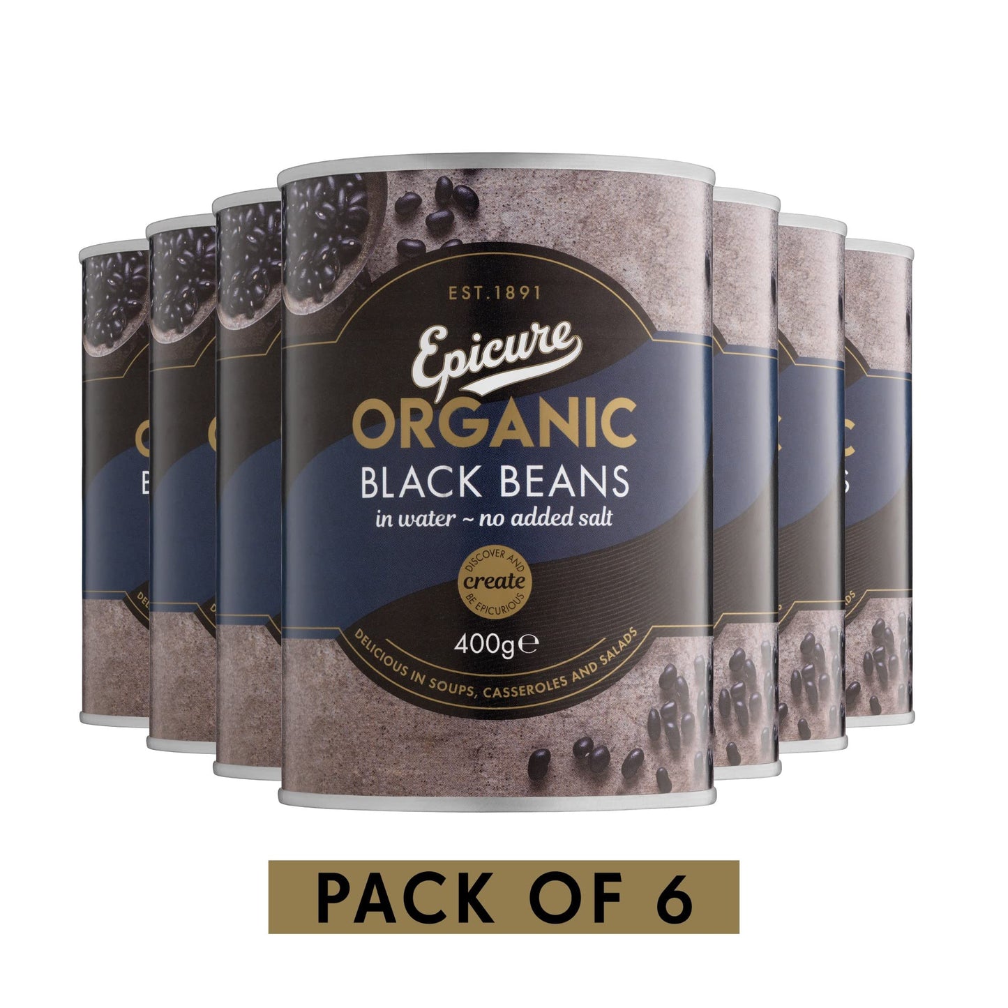 Epicure Black Beans in Water, 400g