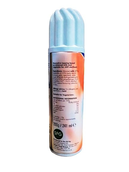 Dorlay Squirty Dessert Topping - Decorative Topping Based on Skimmed Milk and Vegetable Fat- UHT Sterilised 250gm