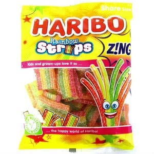 Haribo Rainbow Strips Sour Fruit, 130g