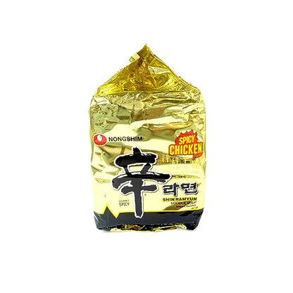 Nongshim Shin Ramyun Spicy Chicken Flavour Noodle Soup Instant Noodles Gourmet Spicy, 21.16 Oz 600 G, 5 Pack