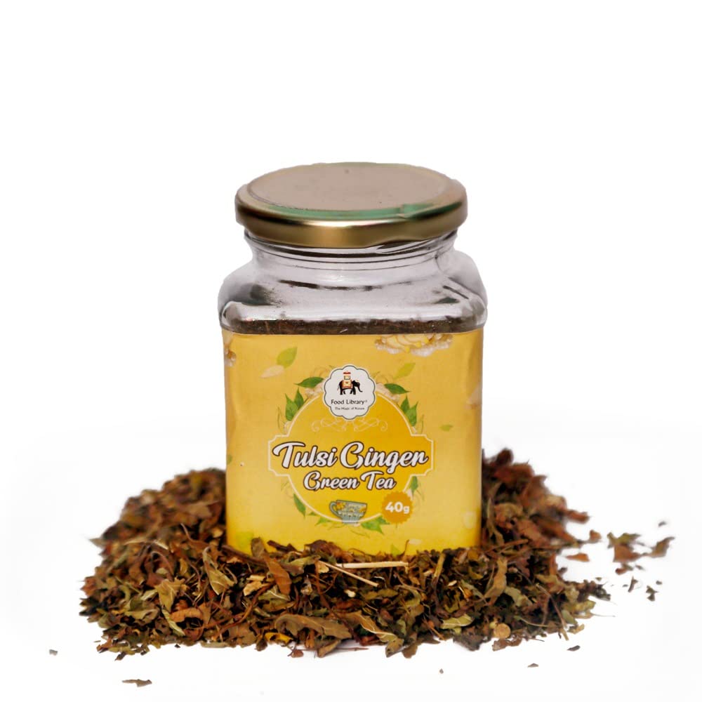 Food Library The Magic of Nature Herbal Tulsi Ginger Green Tea, 40g