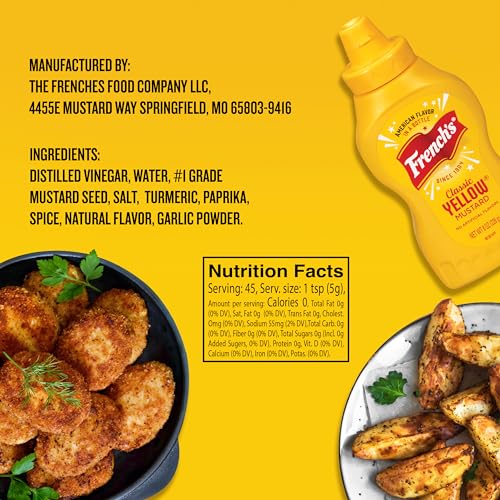 French’s Classic Yellow Mustard (226g) | Prepared With Authentic Mustard Seeds | No Artificial Flavours | Gluten Free