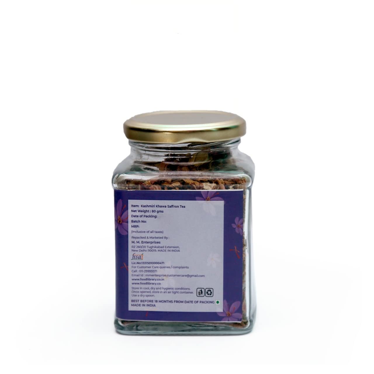 Food Library The Magic of Nature Kashmiri Kahwa Tea With Saffron, 80g (40 cups)