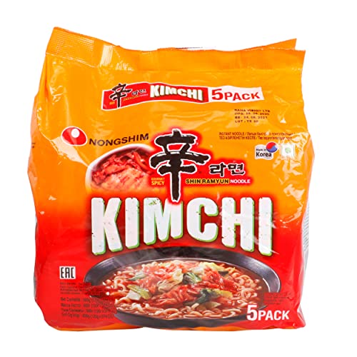 Nongshim Vegan Shin Ramyun Kimchi Instant Noodle, 5 Pack, 21.16 oz ℮ 600 g