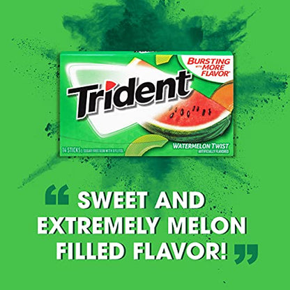 Trident Watermelon Twist Sugar Gum Watermelon Twist 14 Ct Pack Of 12