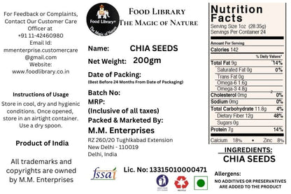 Food library the magic of nature Black Chia Seeds (200 g).