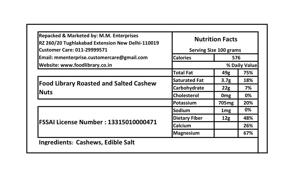Food Library Roasted and Salted Cashew Nuts (200 g)