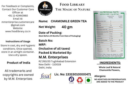 Food Library The Magic of Nature Chamomile Green Tea, 40g