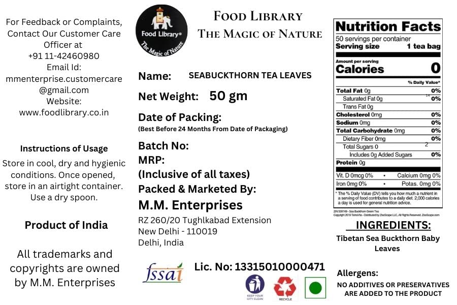 Food Library The Magic Of Nature Seabuckthorn Tea leaves 50g