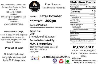 Food Library The Magic Of Nature World Flavours | Epicurean Spices | Global Seasonings | International Spices. (200gm, Middle Eastern Zaatar/Zatar Powder)