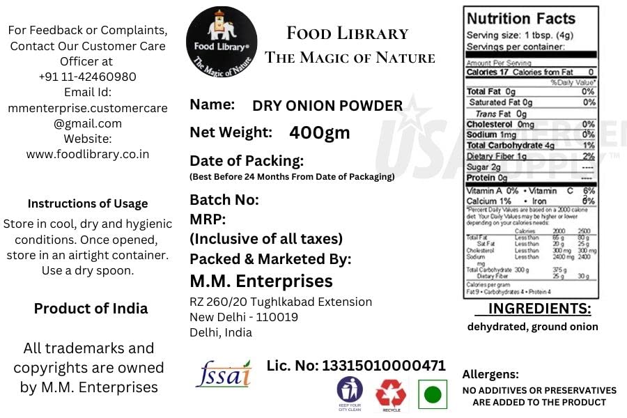 Food Library Onion Powder Dry (400g)