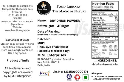 Food Library Onion Powder Dry (400g)