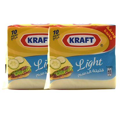 Kraft Light Cheese Slices, 10 Slices, 2 x 200 g