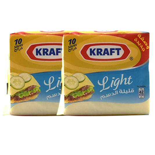 Kraft Light Cheese Slices, 10 Slices, 2 x 200 g
