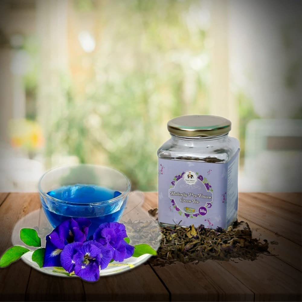 Food Library The Magic of Nature Butterfly Blue Pea Flower Green Tea, 50g