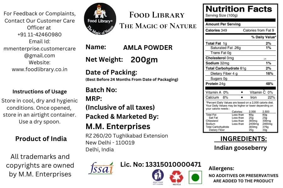 Food Library The Magic Of Nature Authentic Exotic Aromatic Flavourful Indian Spices. (200 gm, Amla (Gooseberry) Powder)