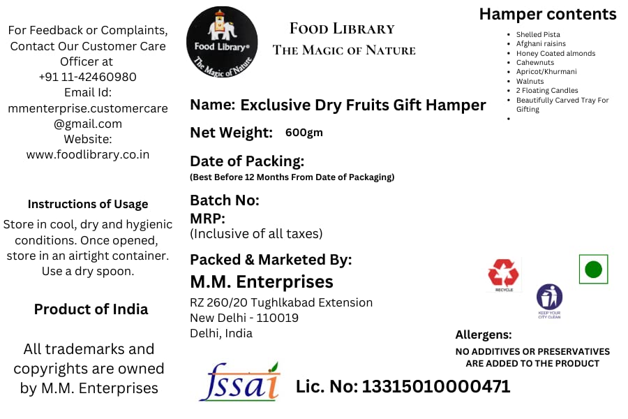 Food Library The Magic of Nature Diwali Exclusive Dry Fruits Gift Hamper (Assorted Dry Fruits)