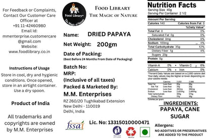 Food Library Dried Papaya (200g)
