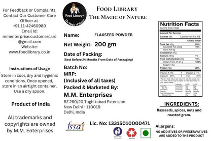 Food Library The Magic Of Nature Authentic Exotic Aromatic Flavourful Indian Spices. (200 gm, Flaxseed Powder)