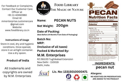 Food Library The Magic of Nature Raw Pecan Nuts, 200g.