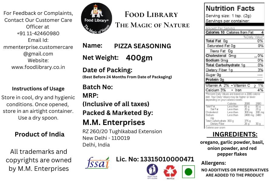 Food Library Pizza Seasoning - Mix Herbs (400)