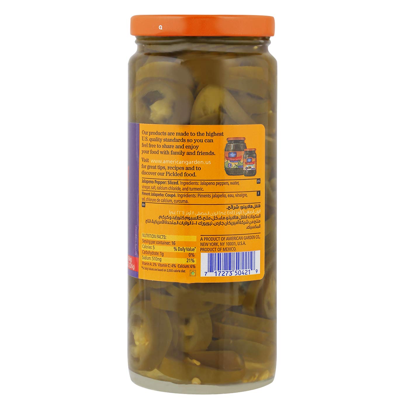 American Garden Jalapeno Peppers Whole, 453g
