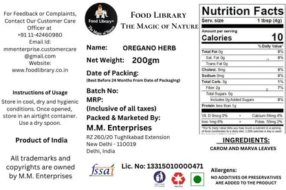 Food Library Oregano Herb (200gm)