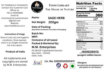 Food Library The Magic of Nature Sage Herb, 200g