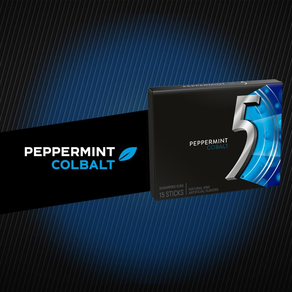 Wrigley's 5 Cobalt Peppermint, Sugar Free Gum, 15 Sticks, 40.5 G