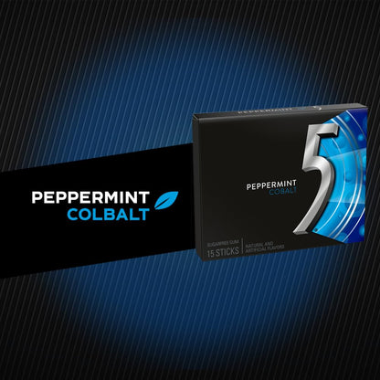 Wrigley's 5 Cobalt Peppermint, Sugar Free Gum, 15 Sticks, 40.5 G