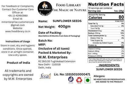 Food Library Sunflower Seeds (400g)