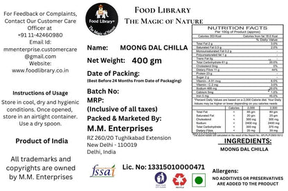 Food Library The Magic of Nature Instant Moong Dal Chilla Mix, 400g