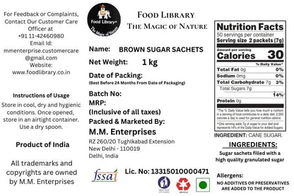 Food Library The Magic of Nature Brown Sugar Sachets, 5g (200 Count)